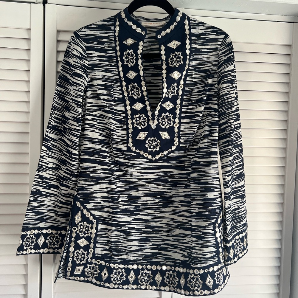 Tory Burch Navy Space Dye Tunic